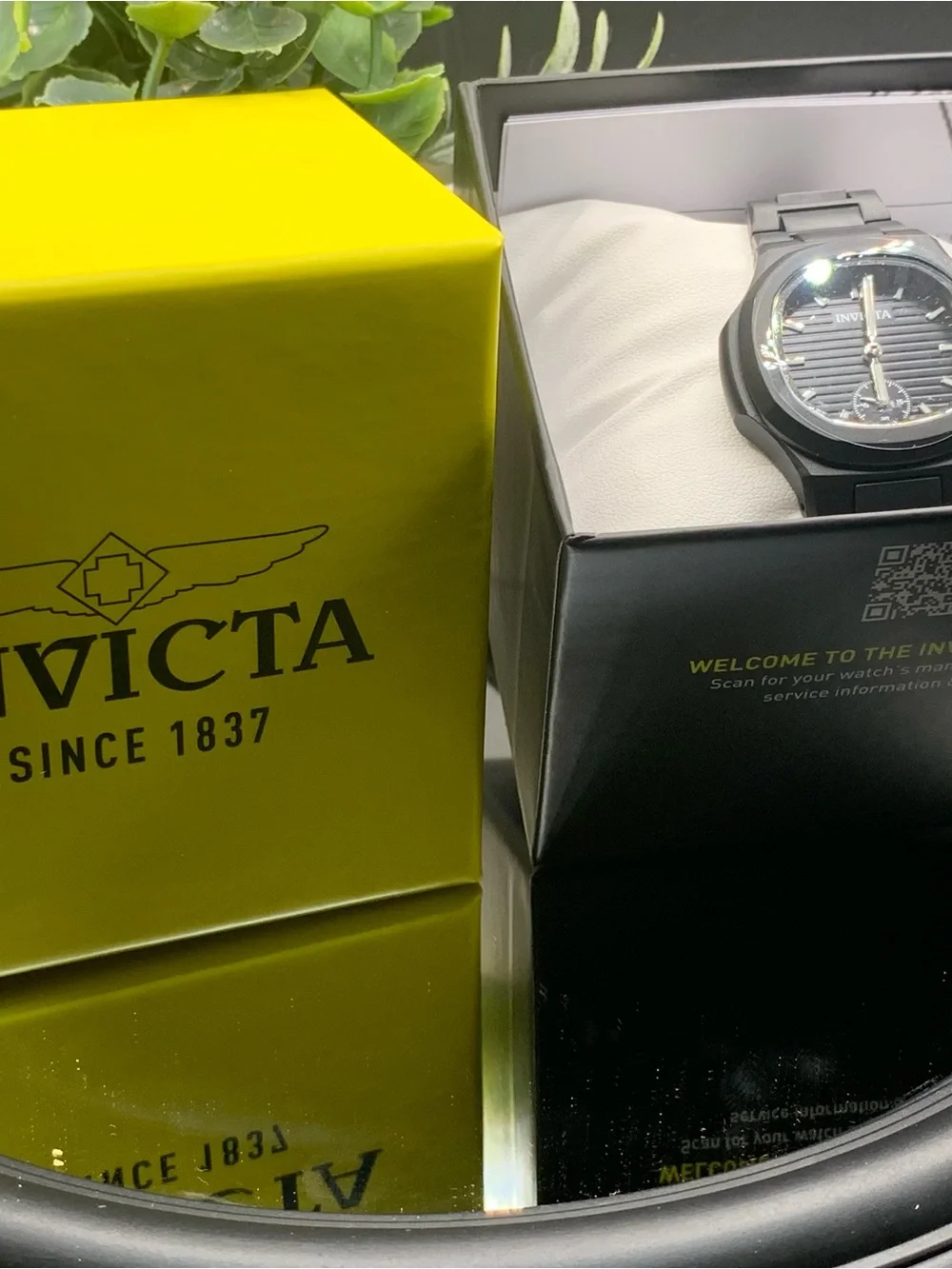 Invicta Black Watch with Yellow Branded Box